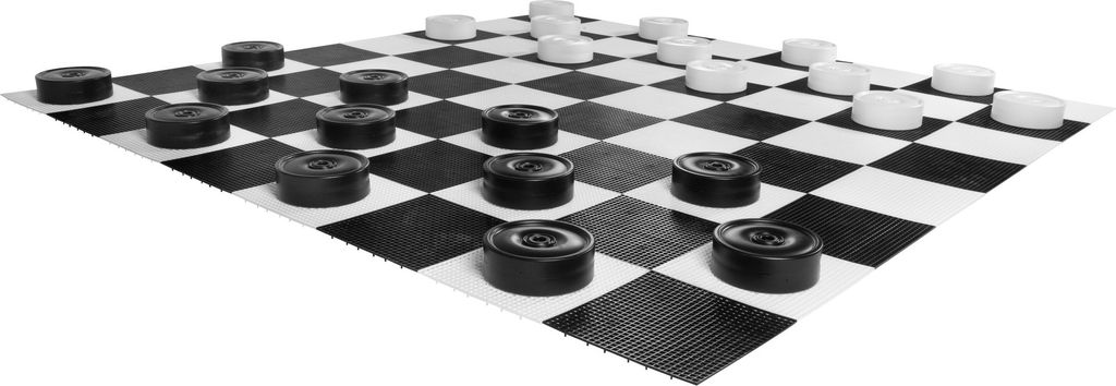 Ubergames – XL Damespeiel / Checkers – Taktisches Brettspiel – 25 cm Steine – UV-Schutz PVC - Ohne Boden - Klasse und großartig