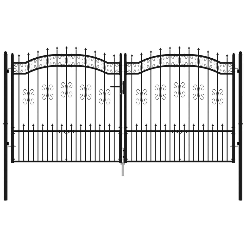 vidaXL Gartentor KAMPEN mit Speerspitze Schwarz 302 x 150 cm Stahl