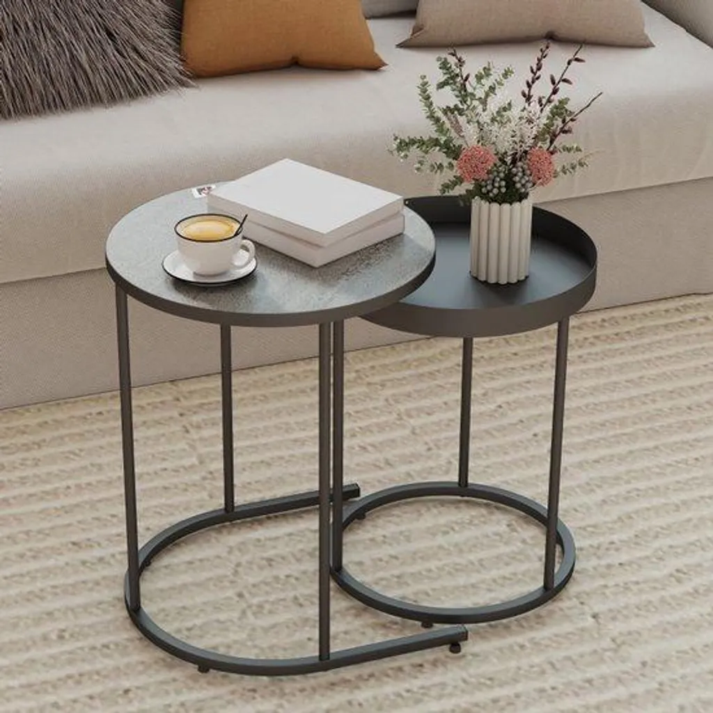 Table basse coulissante structure en métal grise - Collection Loft L100