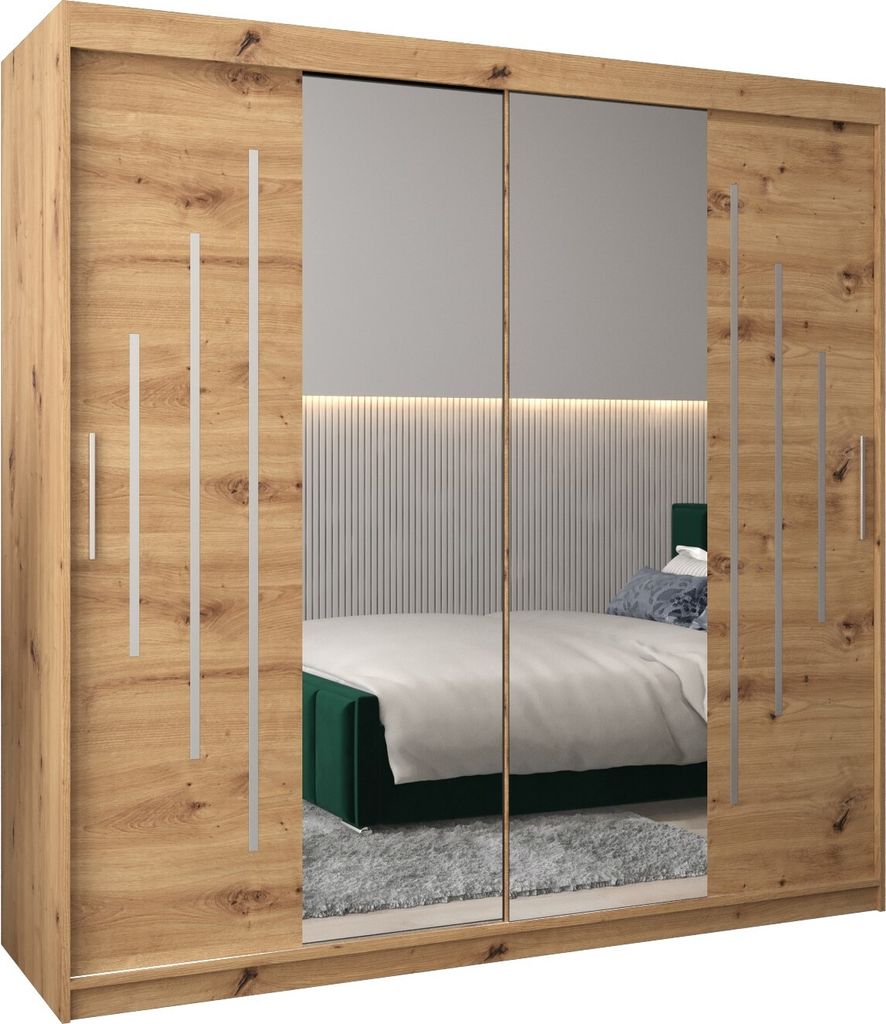 Kleiderschrank, Schiebetürenschrank Schlafzimmer, Schrank mit Spiegel YORK 1 200 cm