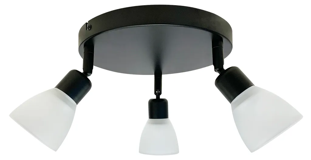 Luminaire de plafond COSTA 3 feux E14 40W design bicolore noir et blanc