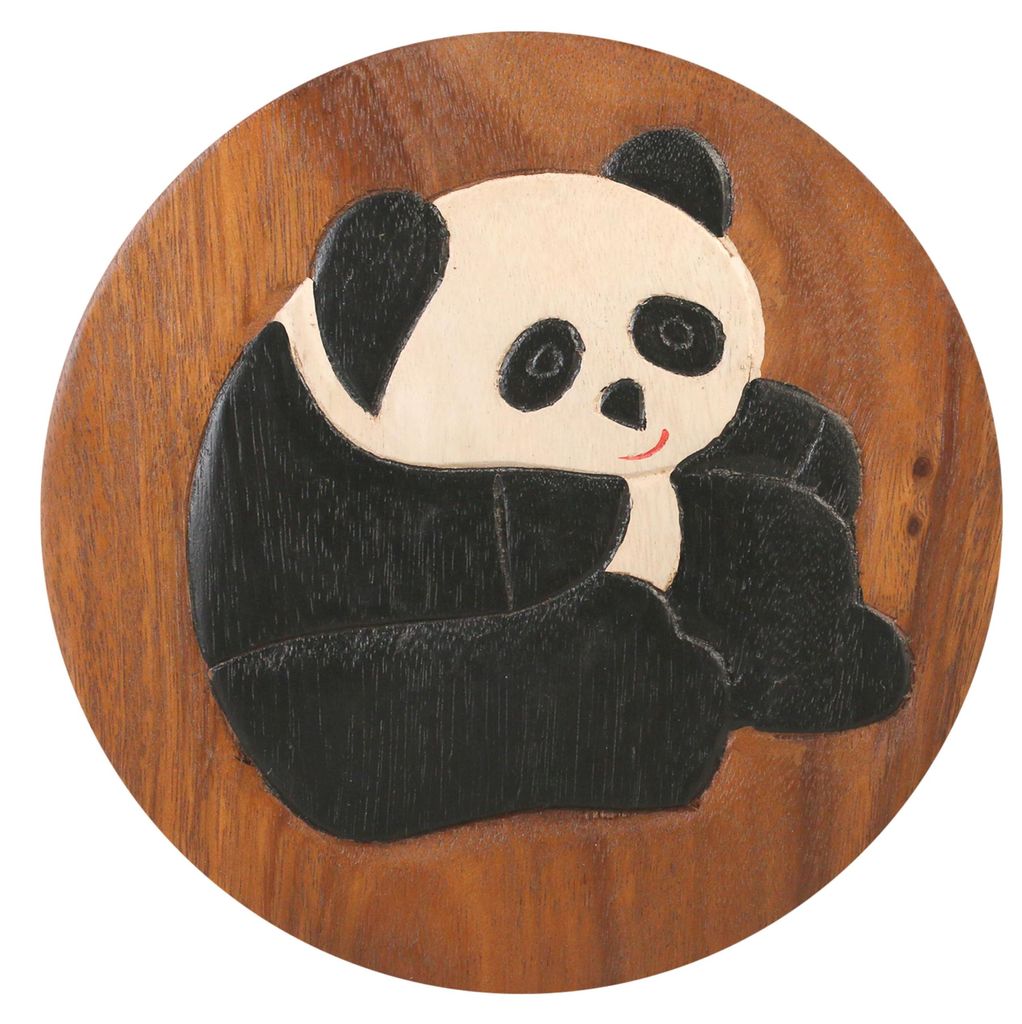 Tokoindah Kinderhocker Panda – Schemel aus Massivholz, in Produktbild 