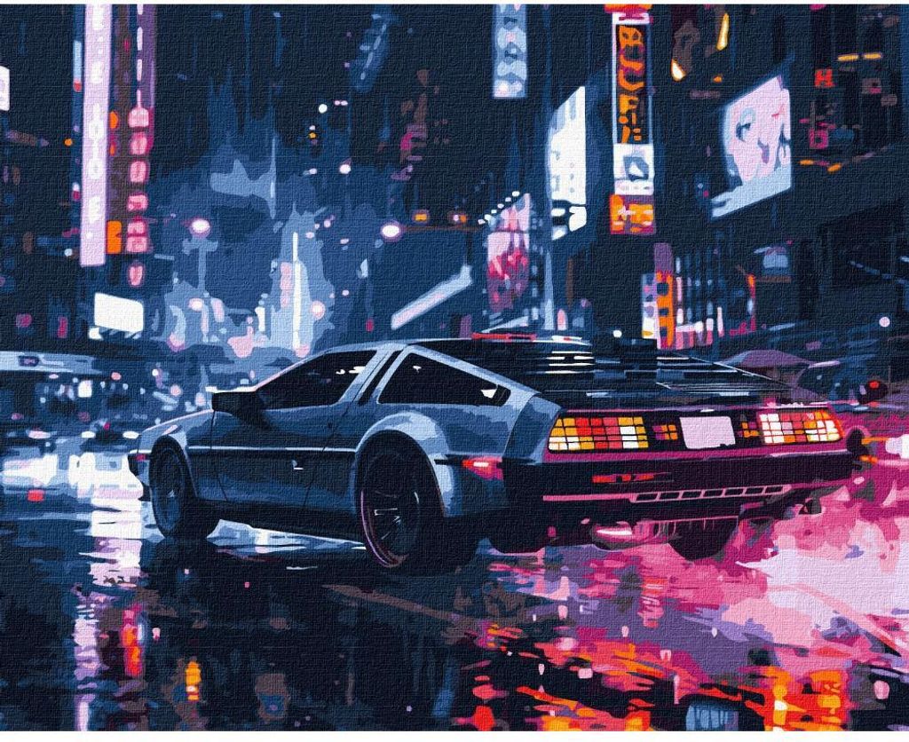 NUMMERGEMÄLDE MIT RAHMEN Gemälde Nachtfahrt 50x40 cm