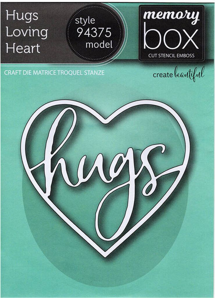 MEMORY BOX Stanzformen Set Stanzschablone Scrapbooking Die Cut, Hugs Loving Heart Herz 94375