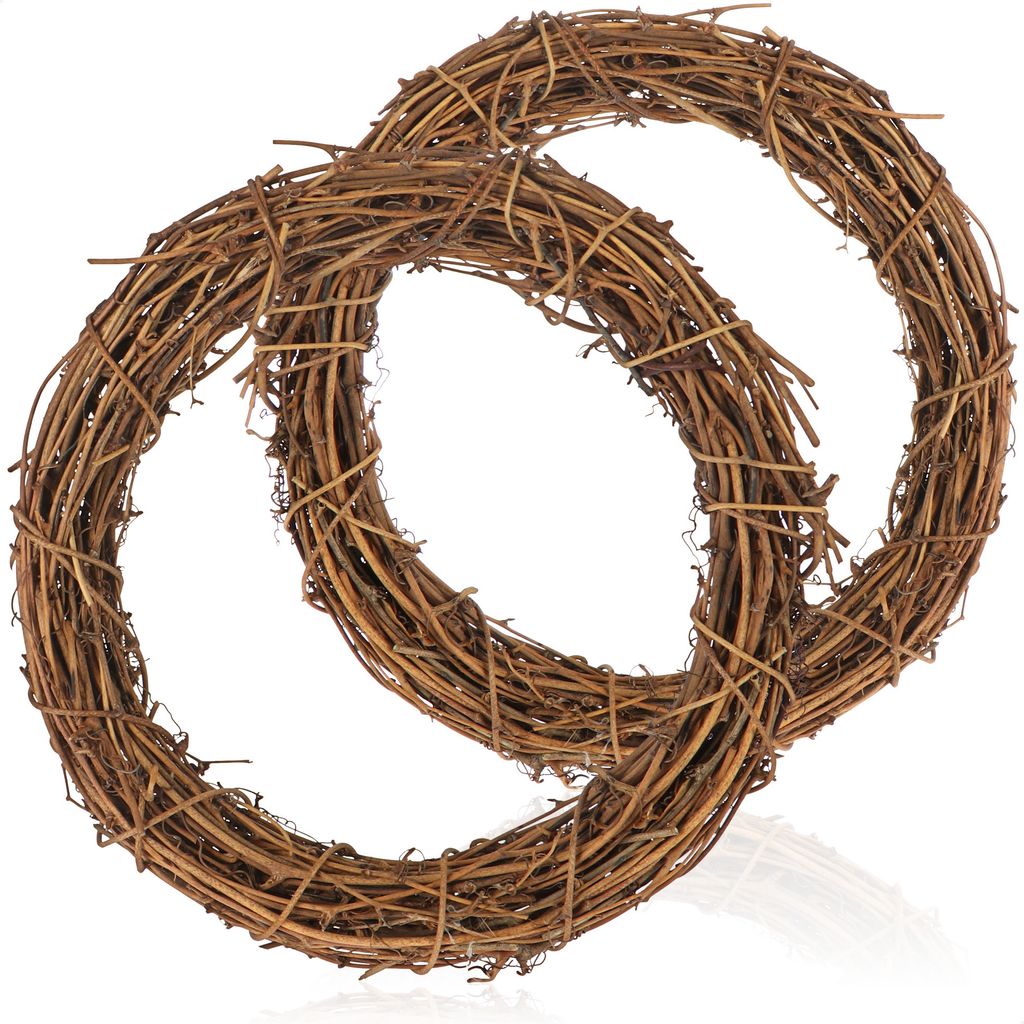 com-four 2x DIY Deko Holz-Kranz zum basteln - Kranz aus Rattan zum Dekorieren z.B von Fenstern, Tische und Türen