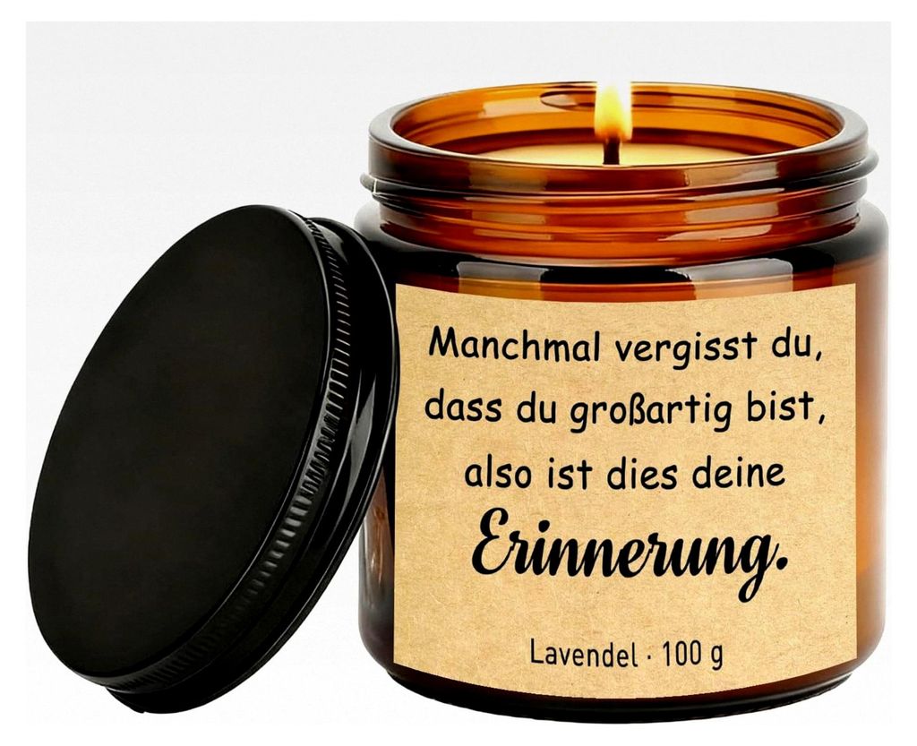 Duftkerze im Glas mit Spruch, 3,5 OZ, Lavendel - Erinnerung an deine Großartigkeit