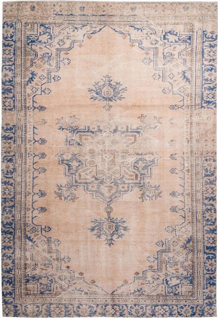 Qiyano Teppich orientalisch antik Vintage Ornamente Barock flach gewebt blau, 140 x 200 cm