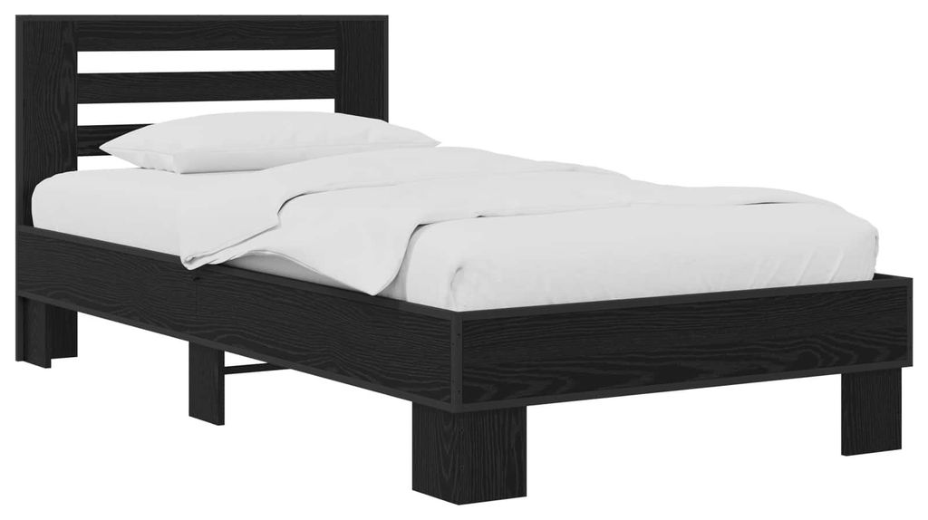 Bettgestell mit Kopfteil Schwarze Eiche 80 x 200 cm