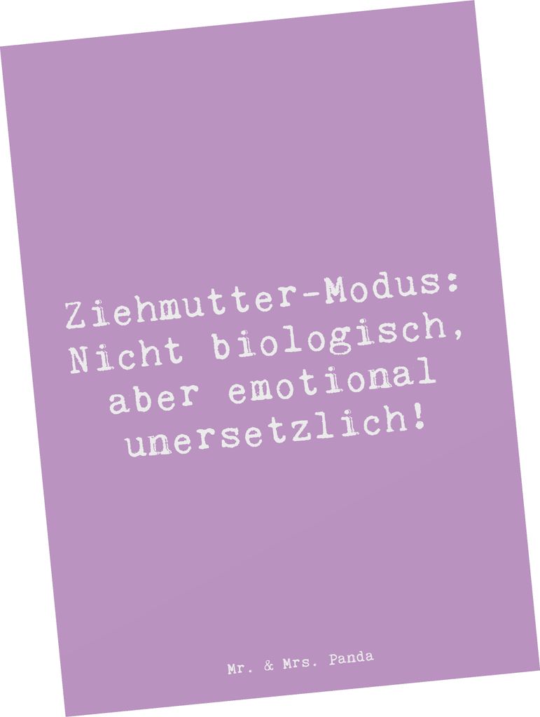Mr. & Mrs. Panda Grußkarte Spruch Ziehmutter Modus - Lavendeltraum - Geschenk, Elternschaft, Verwandte, Liebe, Postkarten, spruchkarte, Ansichtska...