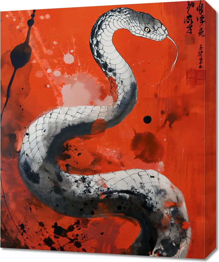 Quadro 50x60 cm Il respiro del drago serpente - Arte Fantasy per Arredo