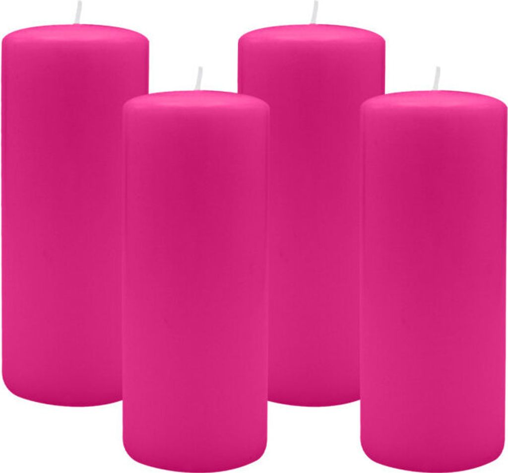 4er Set Adventskranzkerzen Fuchsia Pink Ø 80 x 200 mm