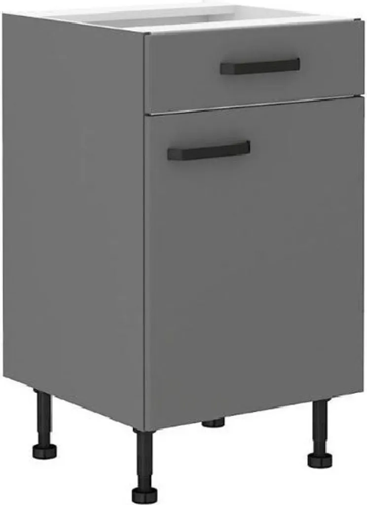 Aménager sa cuisine avec le meuble bas NELJA 50 cm anthracite tiroir