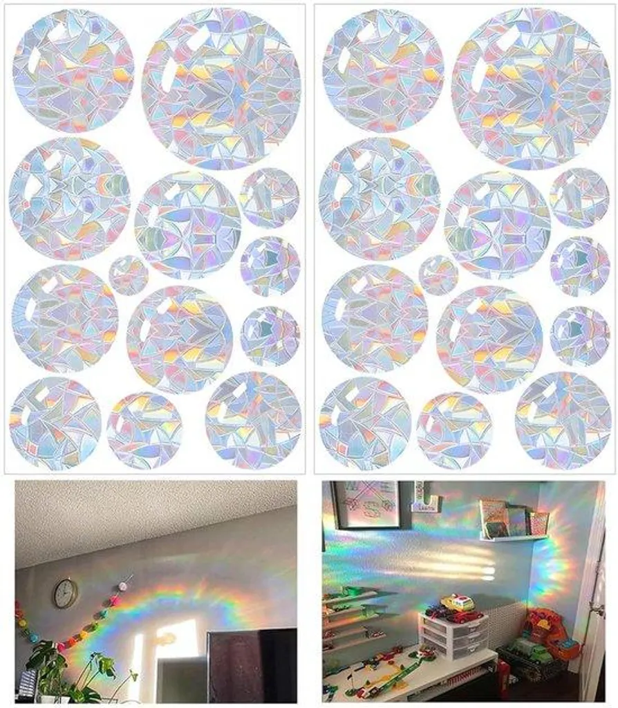 Autocollants ronds arc-en-ciel anti-collision pour vitres - Lot de 26
