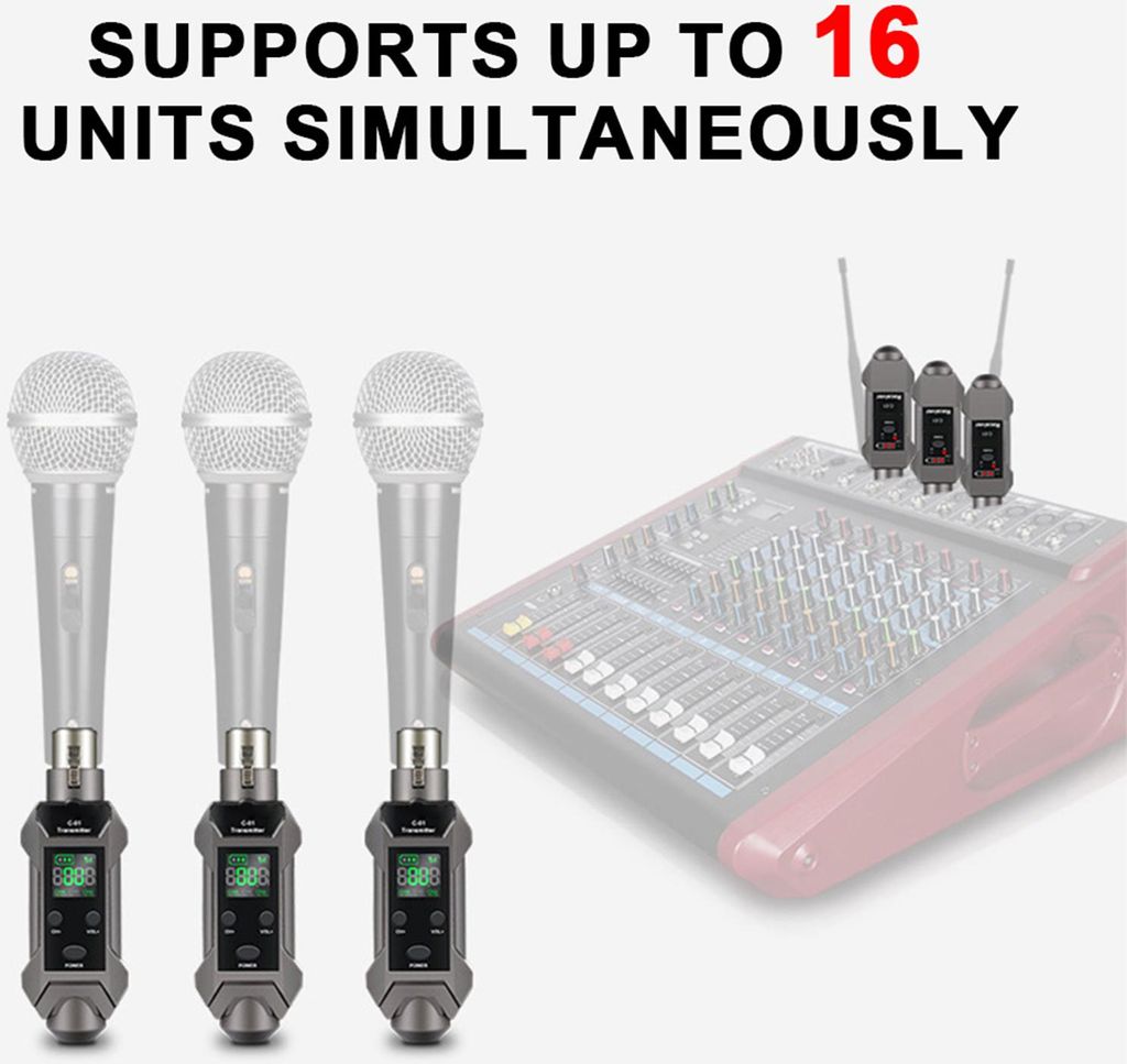 Adaptateur Microphone Sans Fil XLR - Émetteur Récepteur 2.4GHz Portée 30m