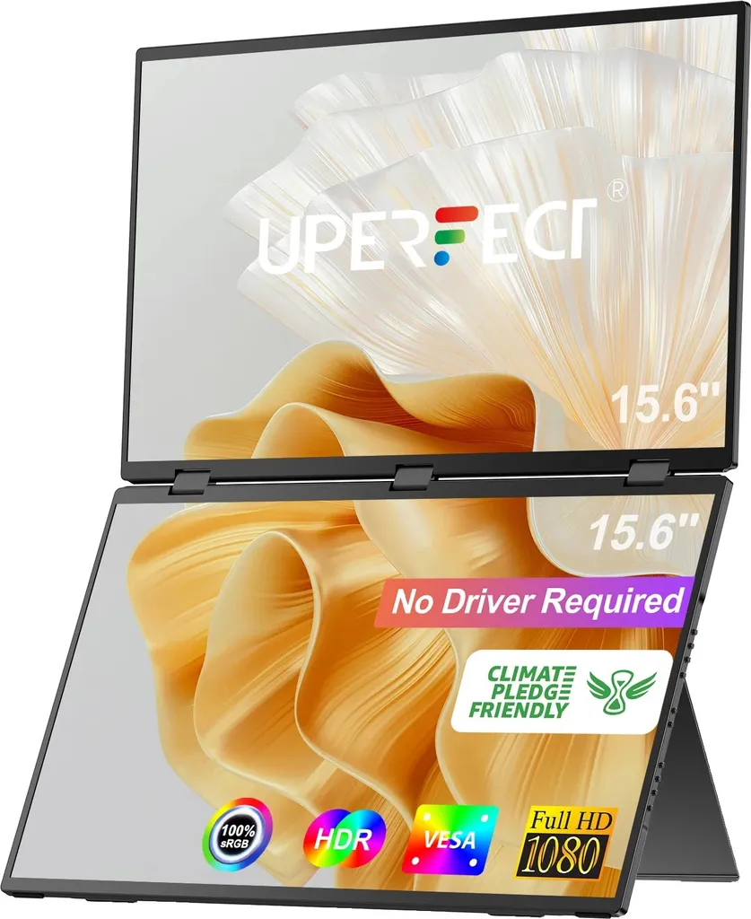 Double écran 15,6 pouces 100% sRGB FHD, installation facile Plug&Play