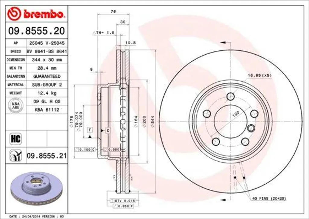Disque de Frein Brembo Haute Performance OE SDB000200 Range Rover L322