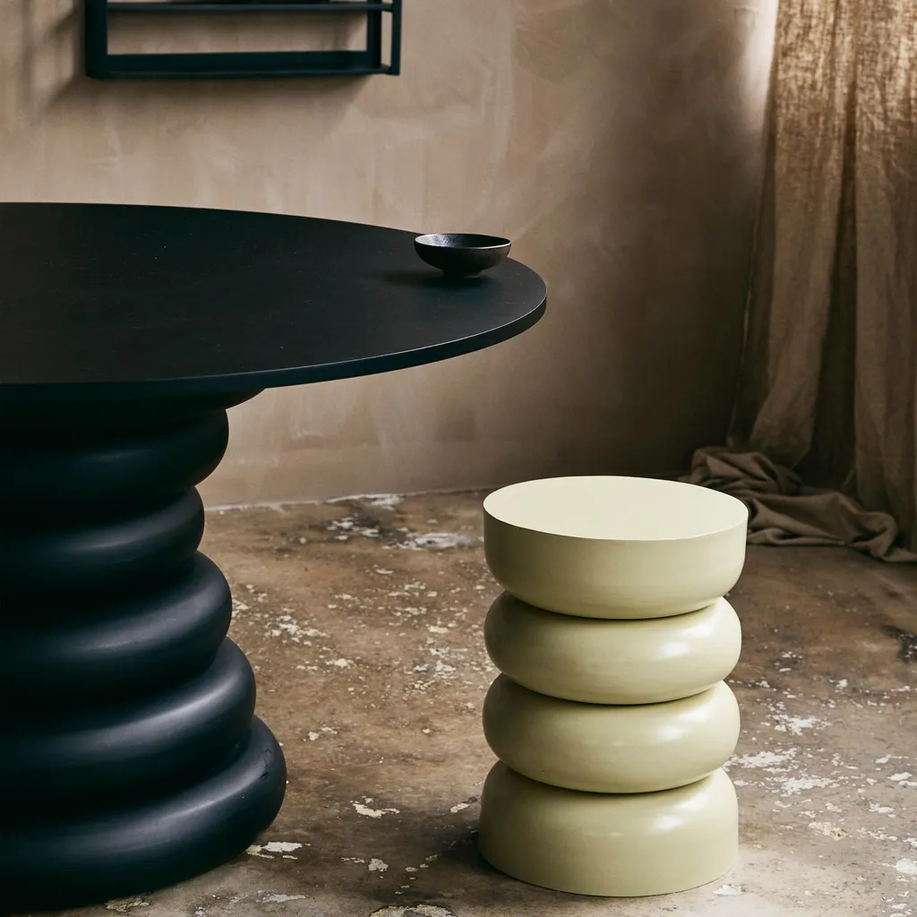 FURNLUX Table d'appoint Jubba Vert 35cm - Guéridon Design Salon Moderne