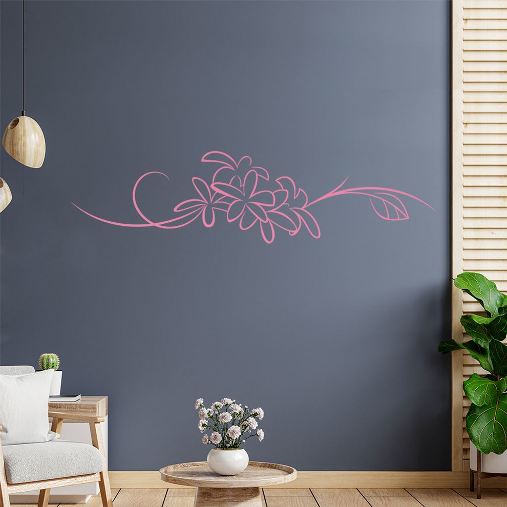 Blumen - Linien Wandtattoo in 6 Größen - Wandaufkleber Wall Sticker - Dekoration, Küche, Wohnzimmer, Schlafzimmer, Badezimmer