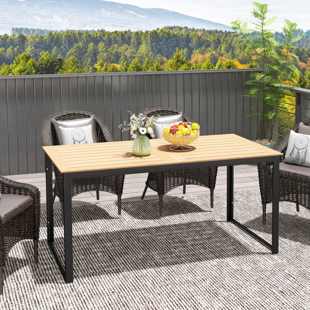 Grande table de terrasse rectangulaire 160 cm résistante aux UV
