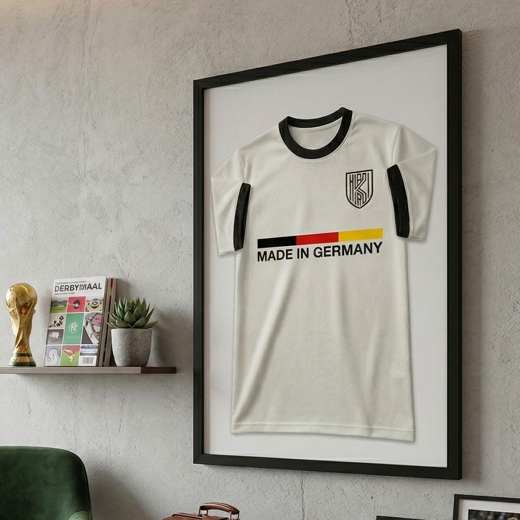K-Möbel Premium Echtholz Trikotrahmen Schwarz 60x90 cm - Germany - Trikot Rahmen mit weißem Hintergrund und extra breitem Rahmen - Bilderrahmen ...