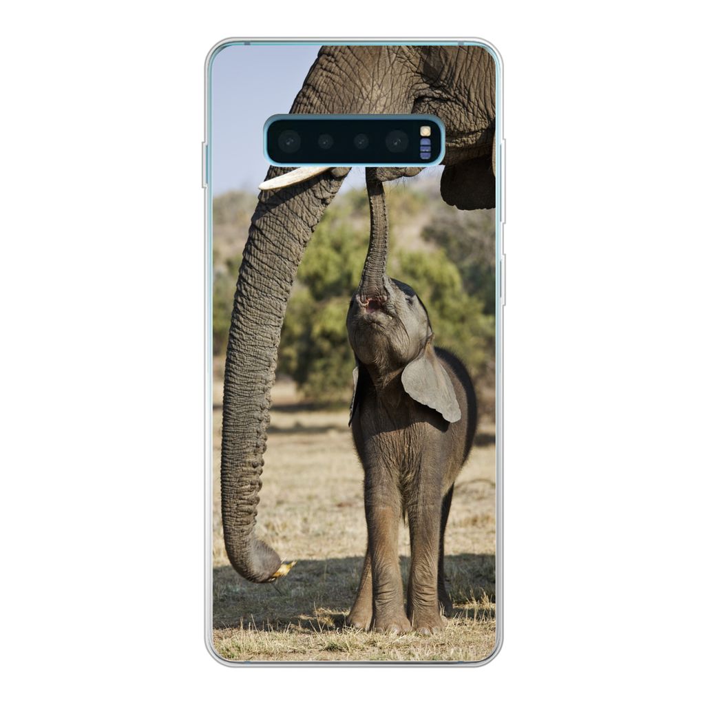 MuchoWow Handyhülle Schutzhülle Hülle für Samsung Galaxy S10 Lite Elefant - Tiere - Gras - Natur Silikon Softcase Handy Hülle - Schutz