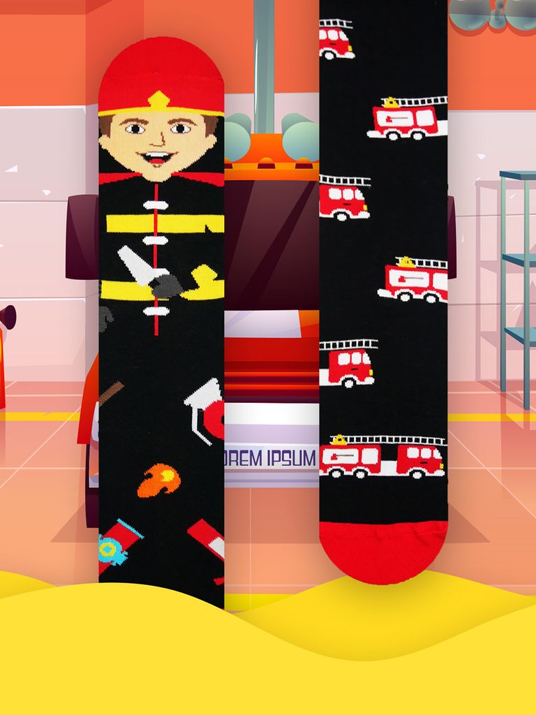 Hesty Socks Glückliche Socken fireman schwarz rot 43-46