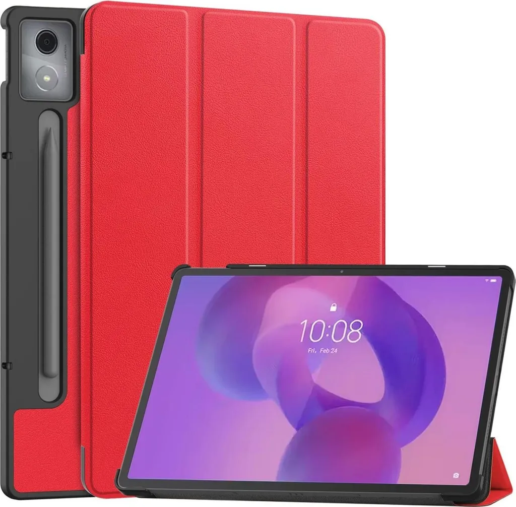 Cover Lenovo Idea Tab Pro Rossa con Funzione Wake UP e Tri-Fold