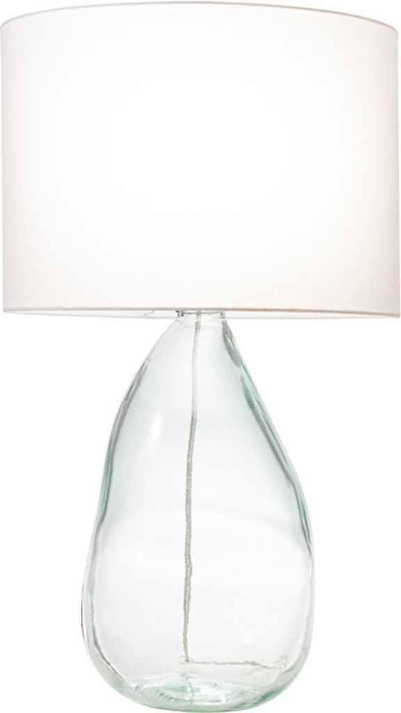riess-ambiente Moderne Tischlampe CLASSIC 60cm transparent recyceltes Glas weiß Stoffschirm
