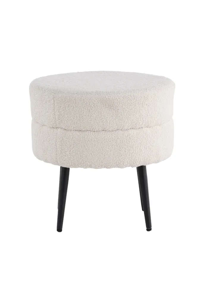 Pouf Pot Ø40cm blanc, repose-pieds design pour coin lecture et salon