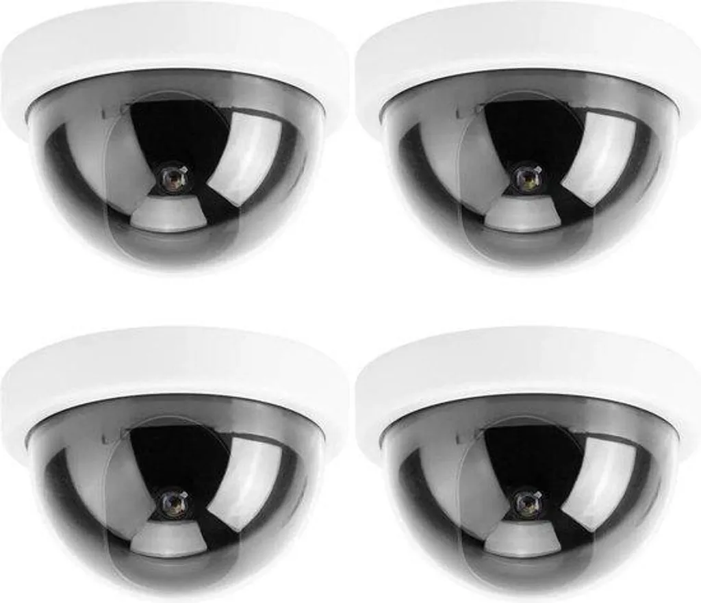 Anti-intrusion : Caméra de sécurité factice LED rouge - Lot de 4 pièces