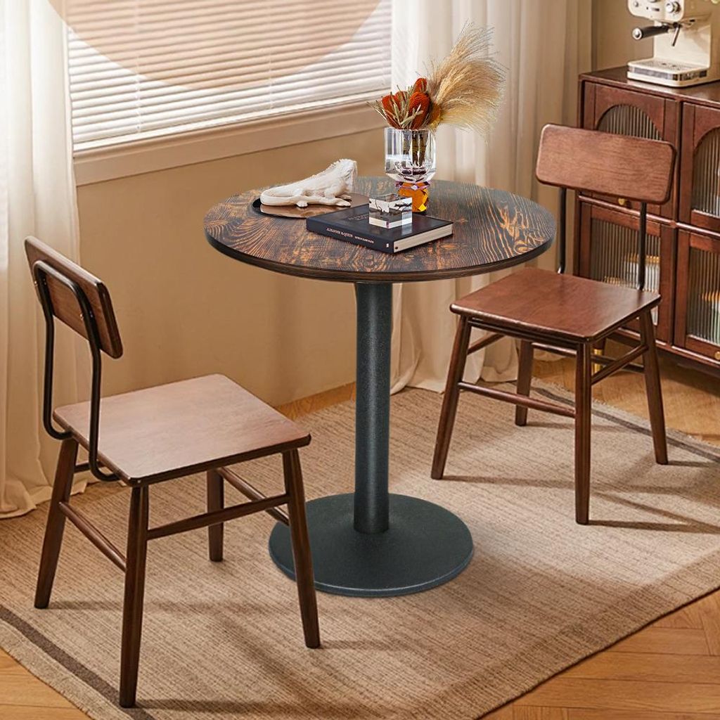 Runder Esstisch Für 2-4 Person,Klein Küchentisch Esszimmertisch mit Holzplatte & Metallbein für Cafés,Bistros Terrassen,70x70x72cm Hotelqualität