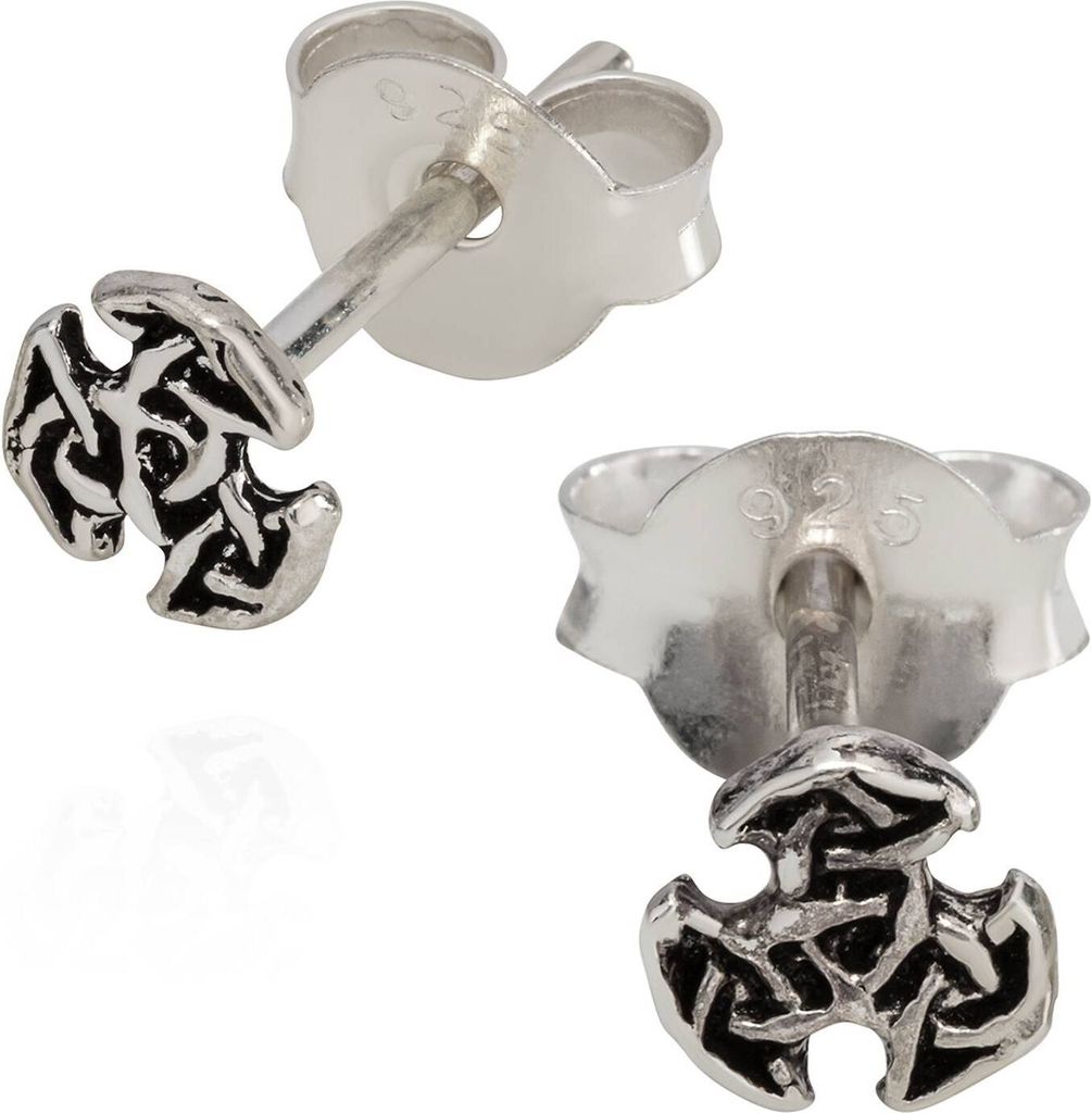 Paar 925 Sterling Silber Keltische Gothic Ohrstecker Faris Offene Dreifalt 7188