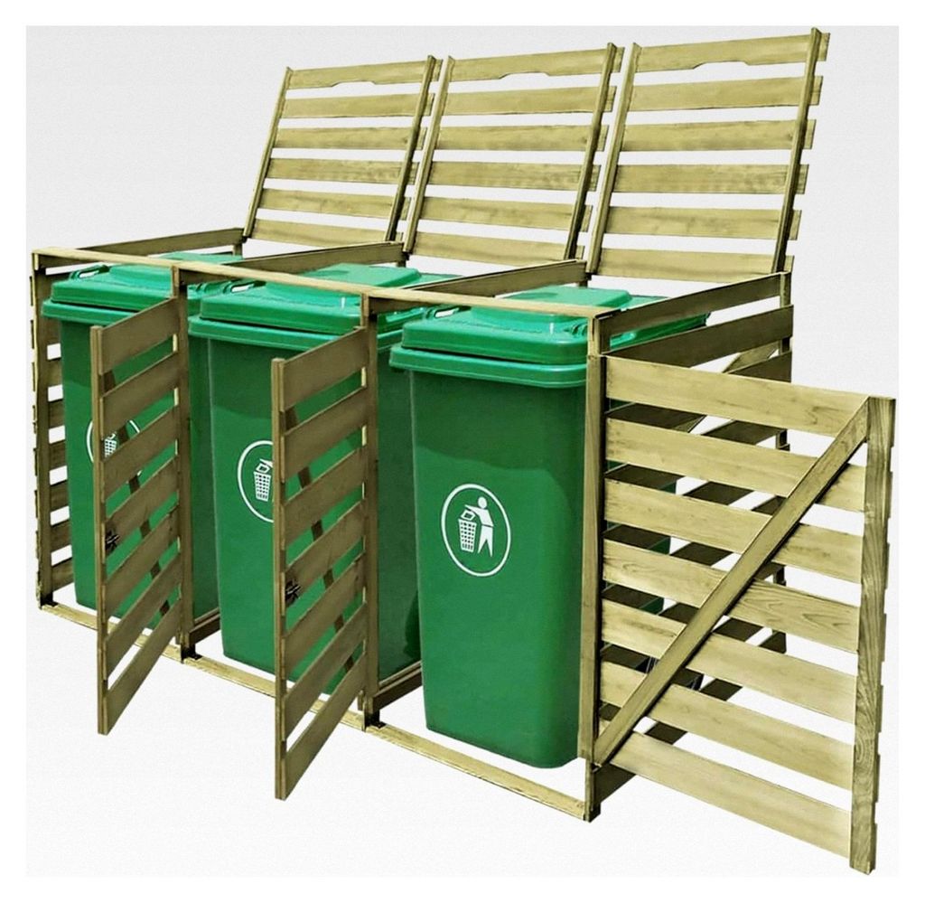 Mülltonnenbox für 3 Tonnen 240 L aus imprägniertem Holz