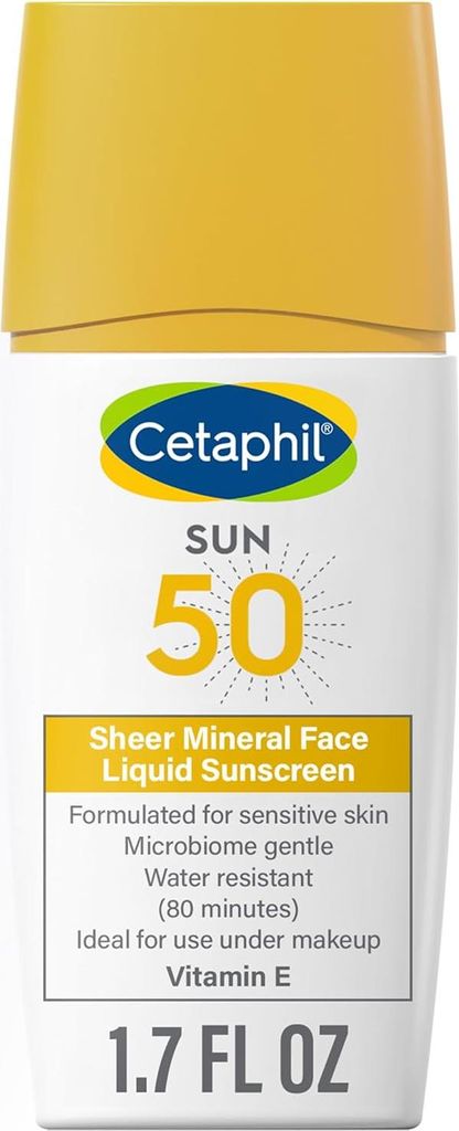 Gesichtscreme, Cetaphil, Sun, Sheer Mineral, mit Zinkoxid, für empfindliche Haut, parfümfrei, SPF 50, 50ml, 50ml