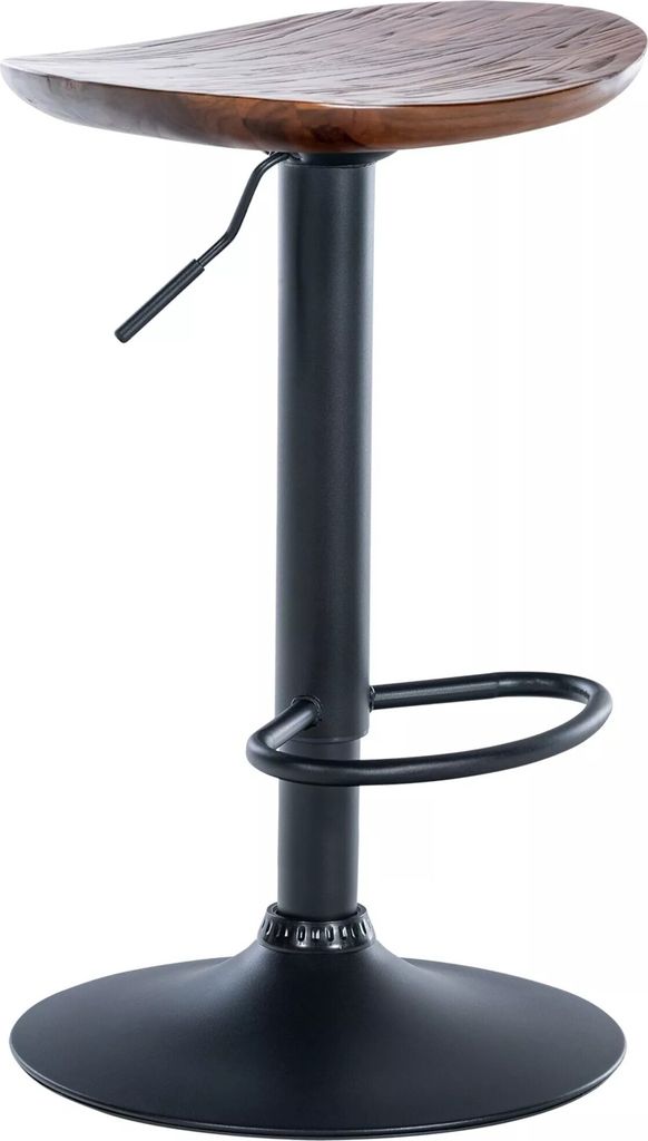 In And OutdoorMatch Barhocker Melvina - Dunkelbraunes Holz - Sitzhöhe 56-80 cm - 1er-Set - Ohne Rückenlehne - Höhenverstellbar - Küche und Bar ...