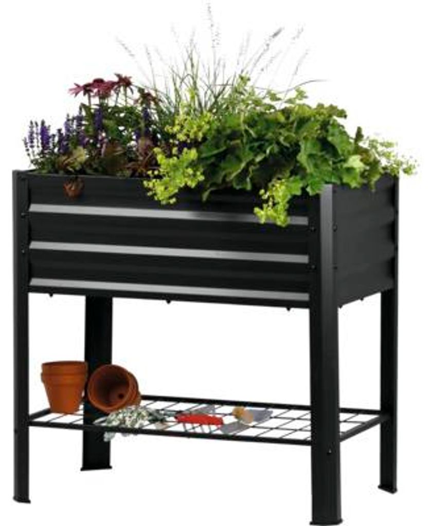 Hochbeet auf Stelzen dobar inkl. Ablageboden, Geotex Einlage 81 x 51 x 80 cm anthrazit