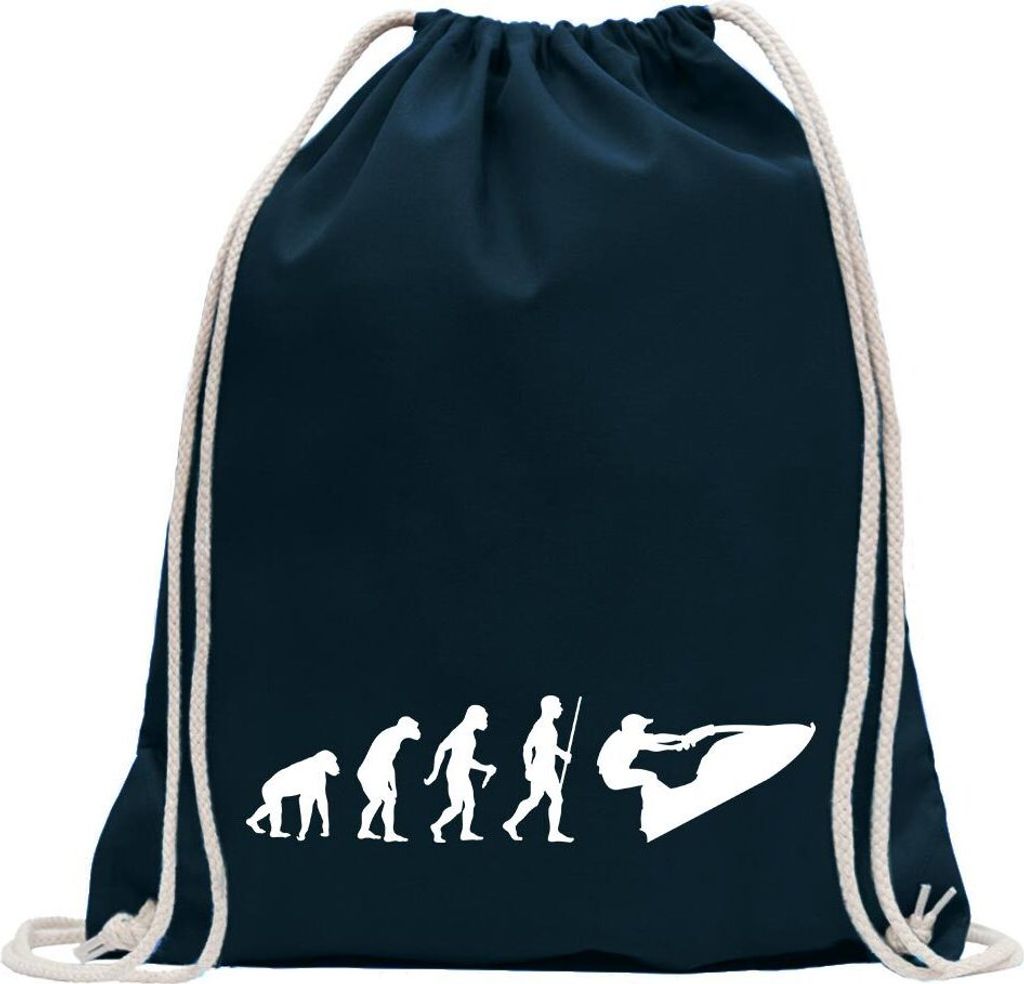 Kiwistar - Turnbeutel - dunkelblau - Jet-Ski Jetboot Evolution - Fun Rucksack Sport Beutel Gymsack Baumwolle mit Ziehgurt