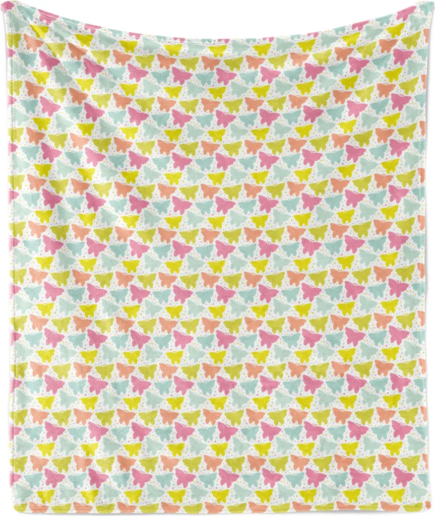 ABAKUHAUS Coperta morbida in flanella multicolore, Childish Primavera Natura, morbida e confortevole per interni ed esterni, 125 x 175 cm, multicolore