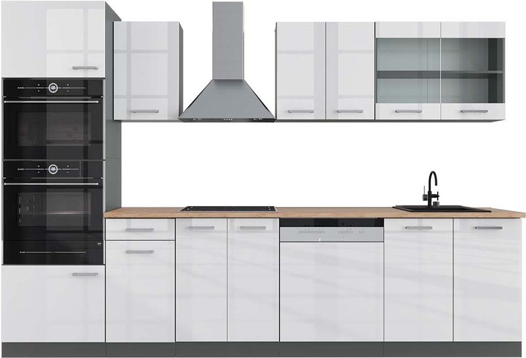 Kuchynský kút Vicco R-Line Biely vysoký lesk 300 cm s Obrázok produktu 