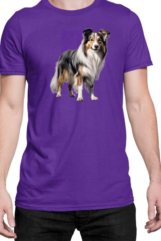 Herren T-Shirt Dogs Breeds Collie Dog Breed 006, Man S / Lila