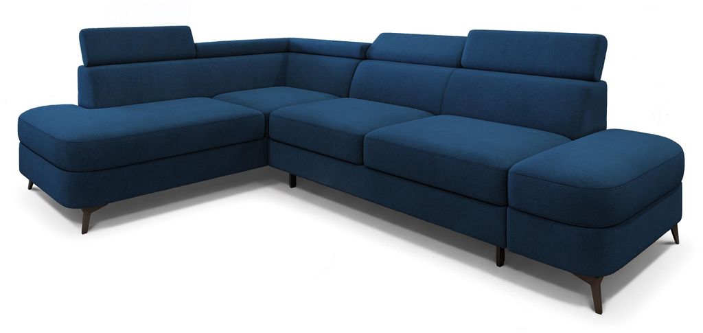 Masseno Ecksofa AVISE MV L-S mit Schlaffunktion L-Form, Sofa mit Bettkasten, Wohnzimmersofa, Couch, Soffa, Bettsofa, Couchgarnitur- Blau, MATT VELV...