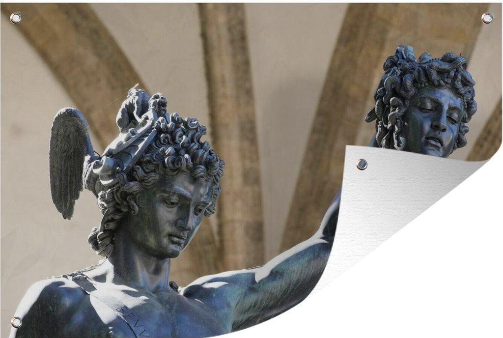 MuchoWow 90x60 cm Outdoor-Poster Gartendeko Sichtschutz Garten Poster für den Garten Statue mit Kopf