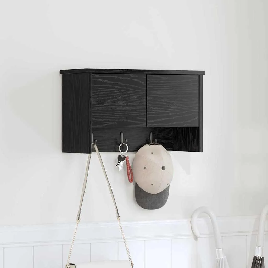 Comodino da Parete Maison Exclusive Rovere Nero 50x20x30 cm - 1