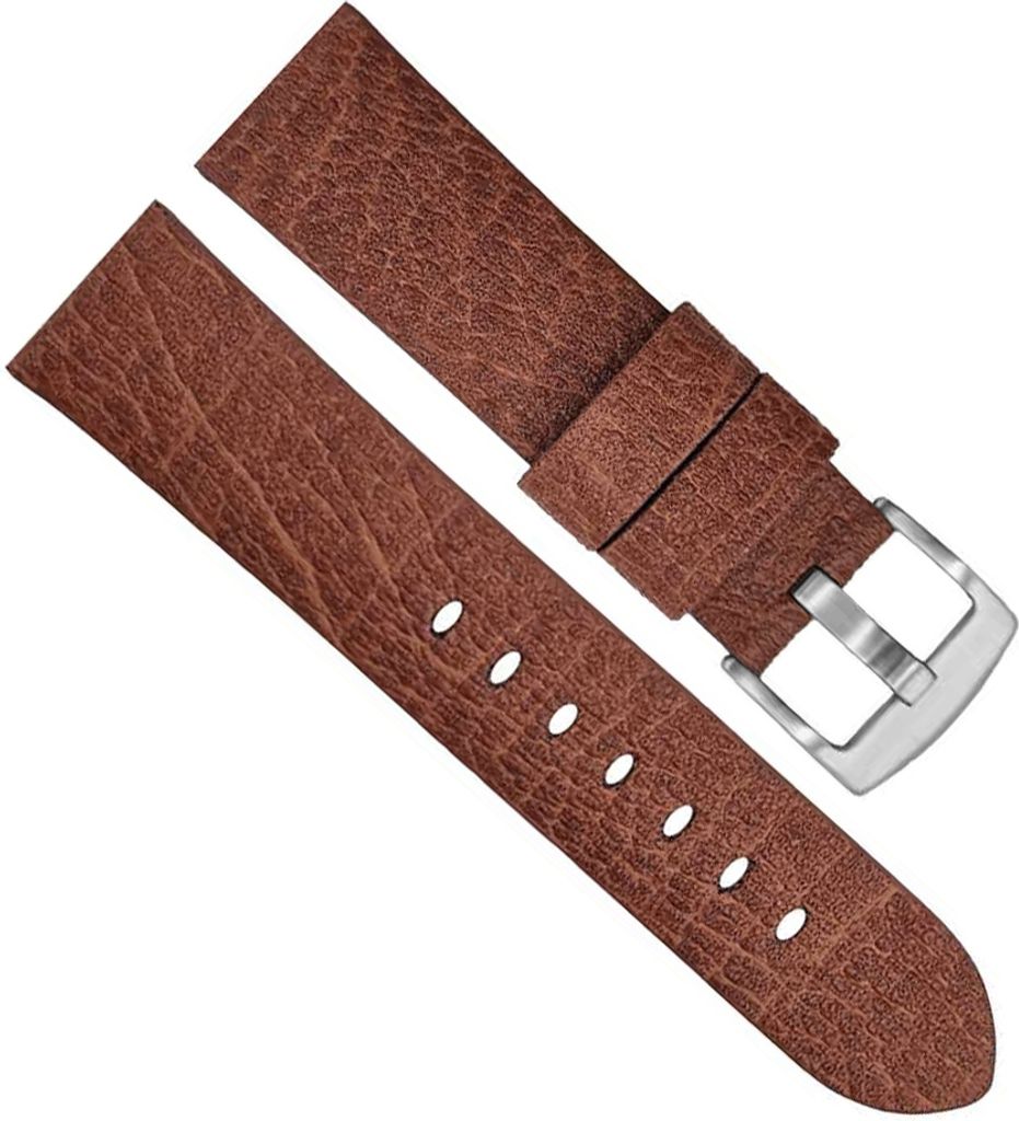 Herzog Vegan Chrono Uhrenarmband Verlauf Apfelfaser Prägung braun, Schließe:Silbern, Anstoß:22 mm