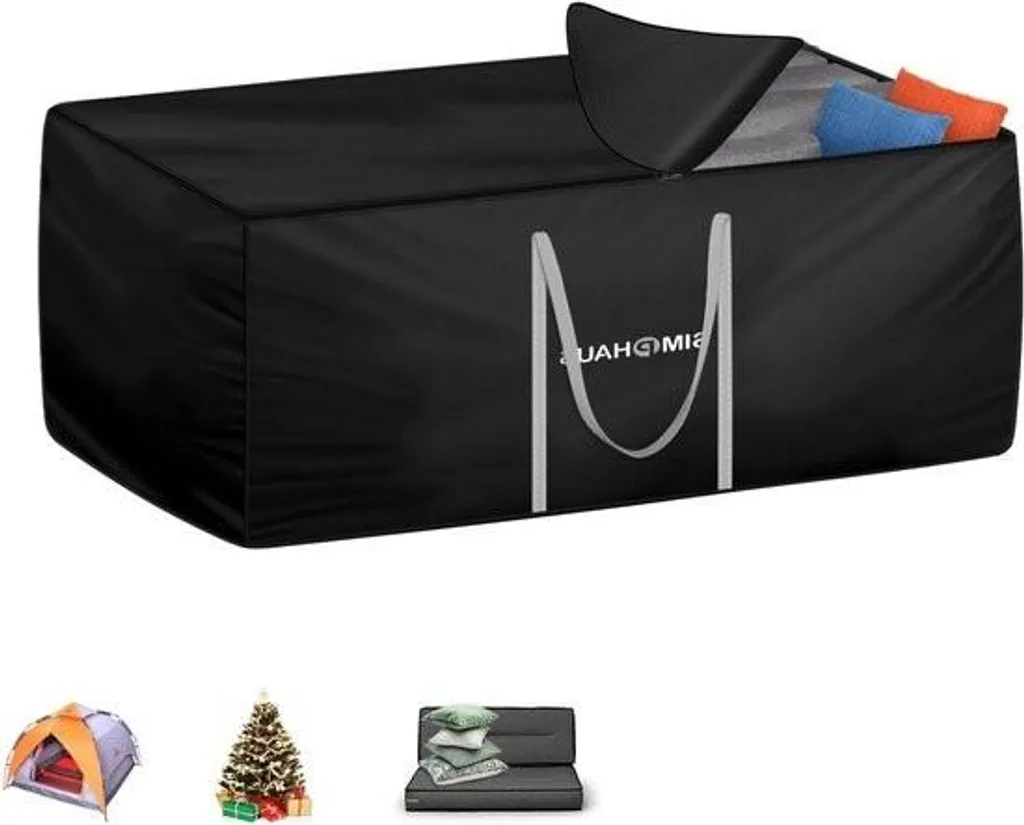 Housse de protection pour coussin de jardin Noir Oxford 125x80x60cm