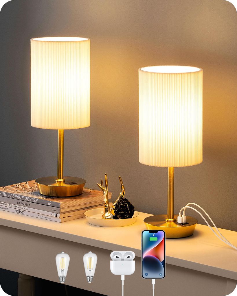 EDISHINE LED Zestaw 2 lampek nocnych ze ściemniaczem Zdjęcie produktu 