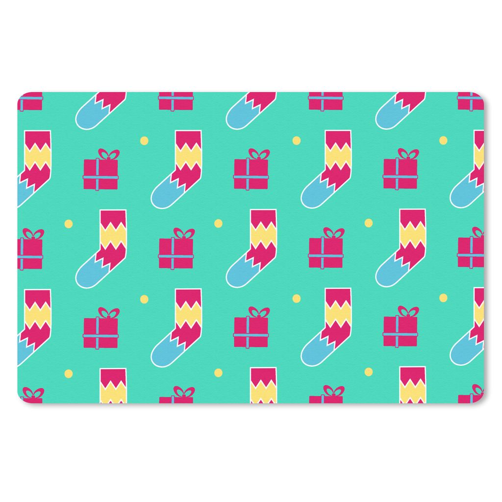 MuchoWow Schreibtischunterlage Socken - Geschenk - Schnittmuster 60x40 cm - XXL Mauspad - Großes Mauspad