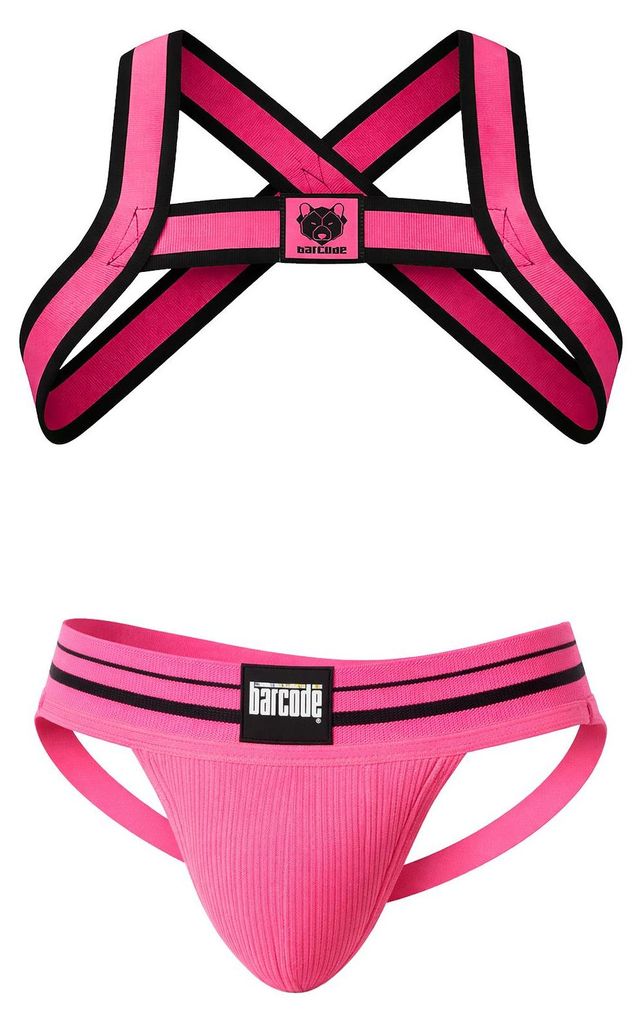 Barcode Berlin Multipack 1x Andreus Jockstrap + 1x Colin Harness Pink-Black - Größe L