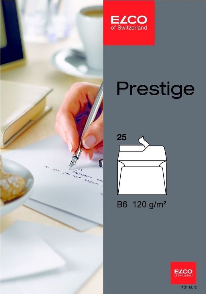 Briefumschläge Prestige B6 hochweiß Haftklebung 120g/qm VE=10x25 Stück