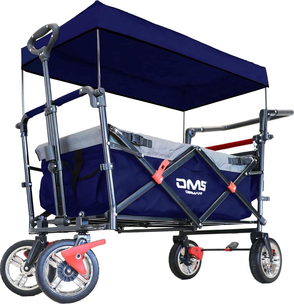 DMS® Bollerwagen Faltbar Dach Handwagen Klappbar Strandwagen Gerätewagen Blau
